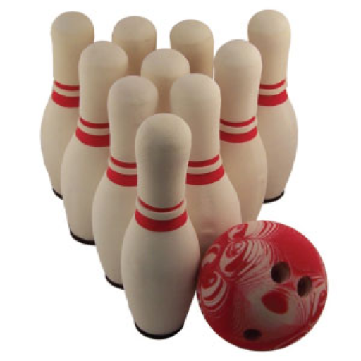 Kids Bowling Set - 10 Lightweight Pins With Rubber Ball For Indoor Outdoor Fun