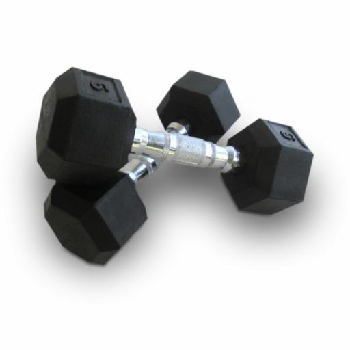 RUBBER HEX DUMBELLS