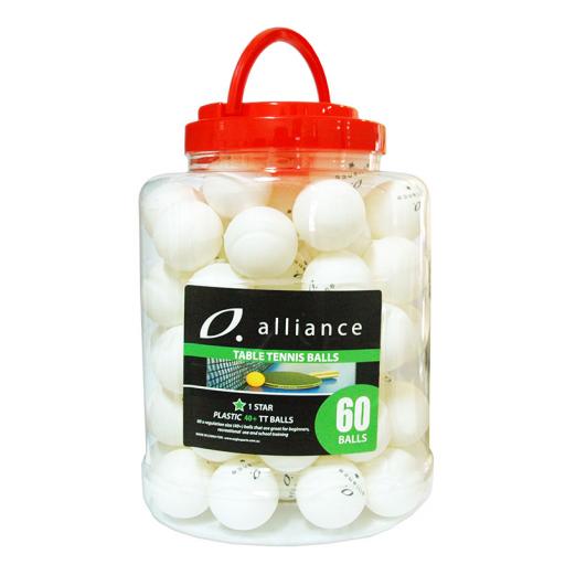 ALLIANCE TABLE TENNIS BALLS 40+ ABS 1 STAR WHITE - BUCKET OF 60