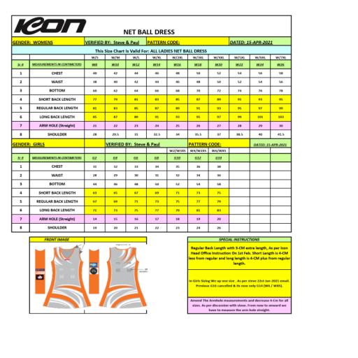 * SPJ STARS SIZE CHARTS *