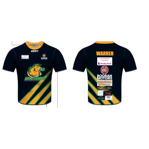 MOOROOLBARK JFC BLACK /GOLD WARM UP TOP **NEW ITEM**